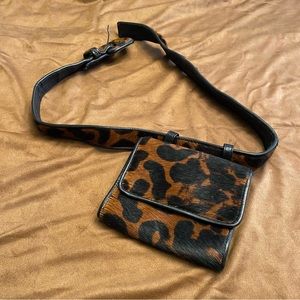 Corinne Rogers Leopard Print Leather Belt With Pouch